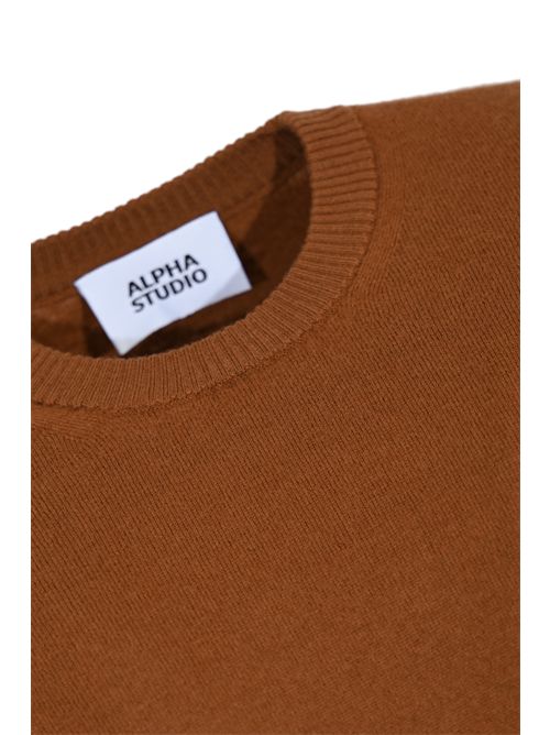 Maglia girocollo regular in lana Geelong Tabacco Alpha studio | AU-3100CU1008